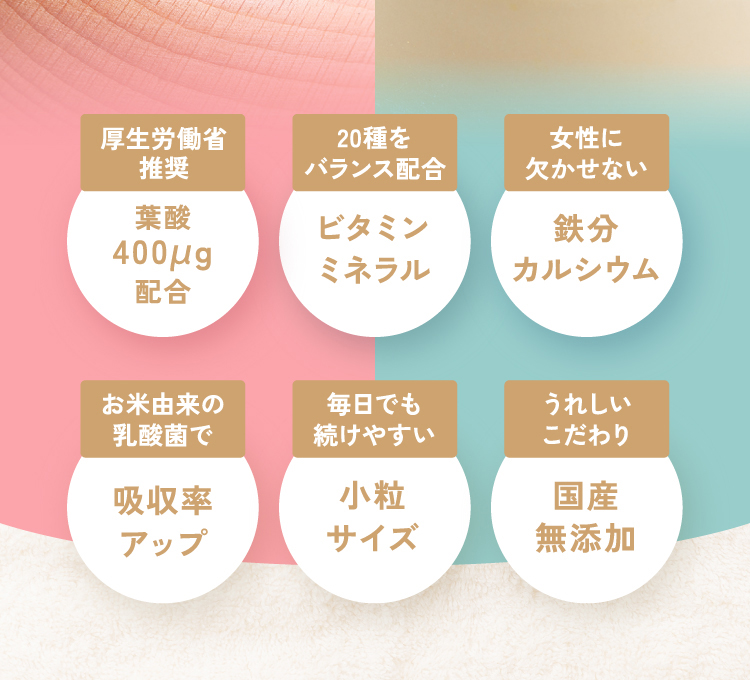 葉酸400μg配合 ビタミンミネラル 鉄分カルシウム 吸収率アップ 小粒サイズ 国産無添加